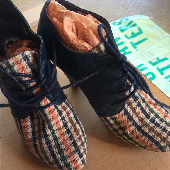 Anthropologie Shoes - Anthropologie plaid/leather heel. NWOT. Never worn